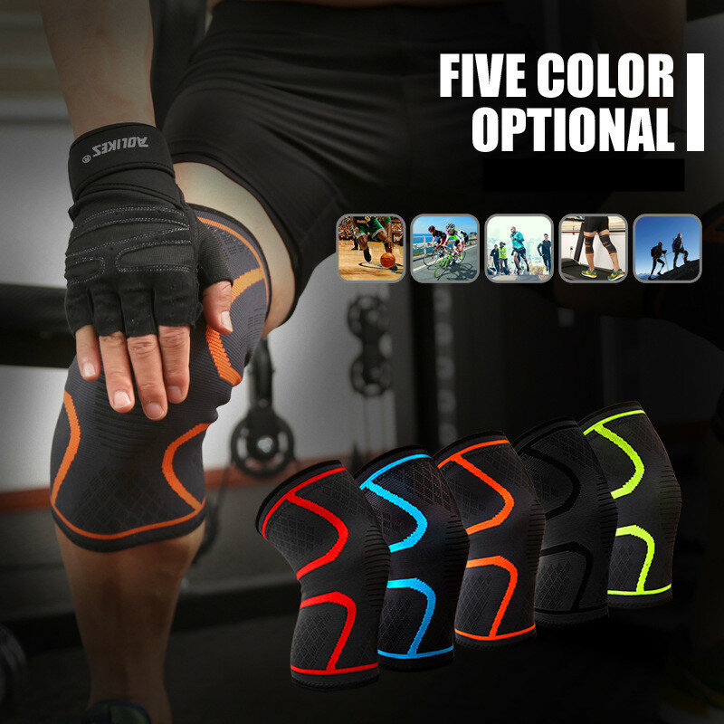 1pair Sports Knee Pads Autumn  Winter Running Basketball Cycling Fitness Anti Slip Breathable and Thin Colored Knee Pad Sleeve