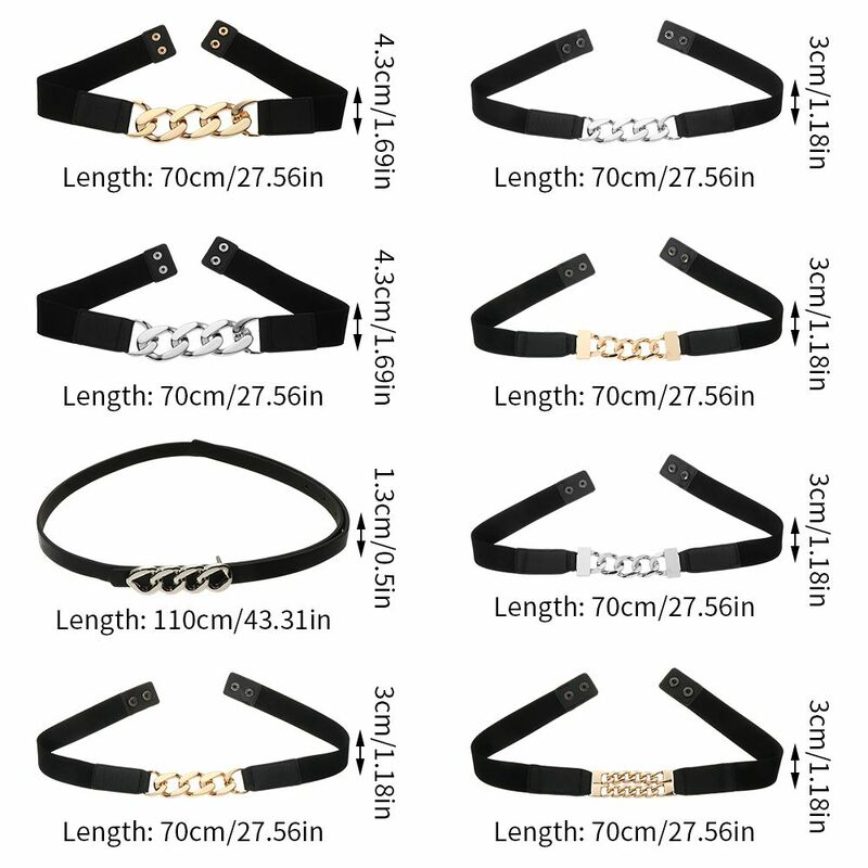 Cinturones elásticos de Metal plateado para mujer, cinturilla de Riem, cinturón de cadena dorada, fajas elásticas