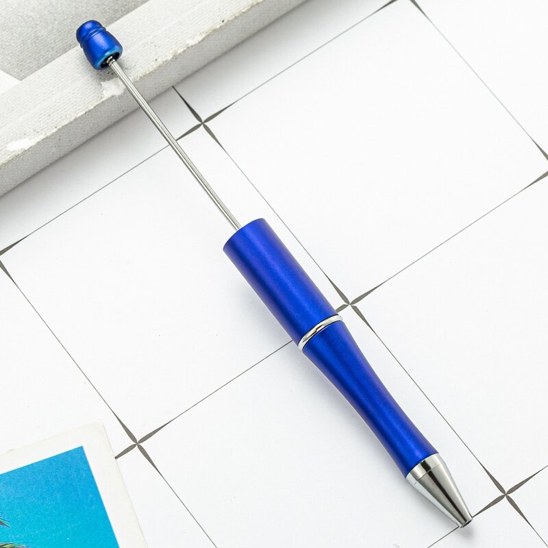20Pcs DIY Beaded Pens Rotating Plastic Beaded Ballpoint Pen Shaft For DIY Pen Decoration Supplies Office School Durable (Blue)