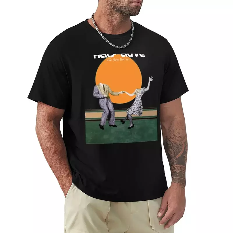 Однотонная мужская футболка с рисунком средней длины