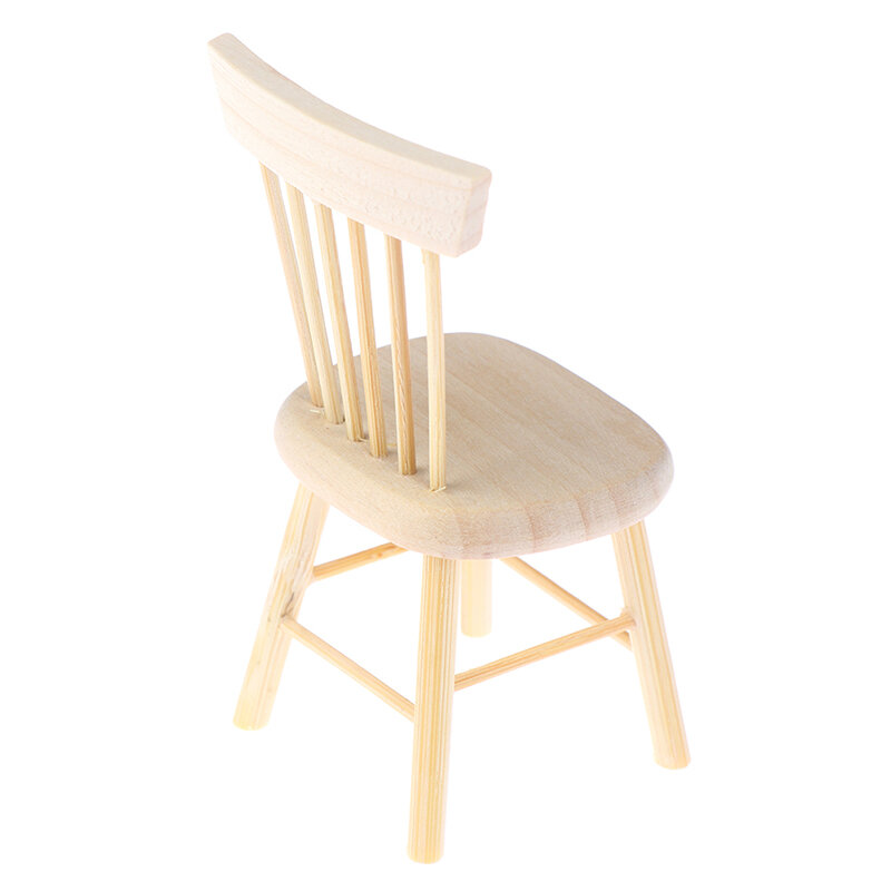 1/12 Dollhouse miniaturowe meble krzesło drewniane wysokie krzesło stołek liny konopne siedzenia dla lalek akcesoria do domu zabawki