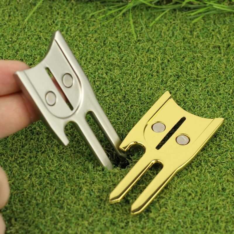 Bidik 6 dalam 1 alat Divot magnetik, garpu hijau Golf tahan karat Ultra ringan tahan lama, alat perbaikan Golf Klub
