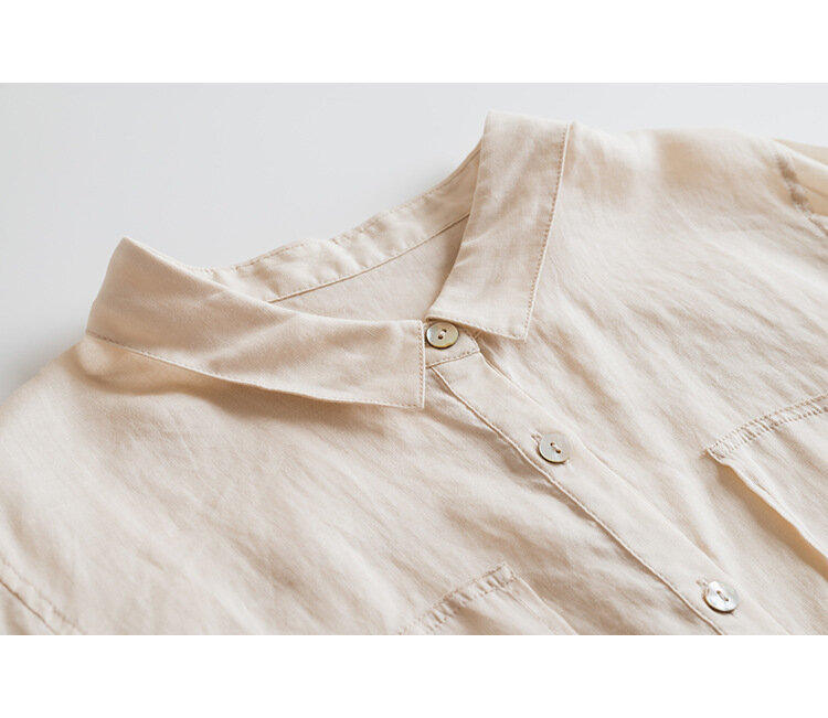 여성용 캐주얼 단색 라펠 긴팔 루즈핏 셔츠, 용수철 및 여름