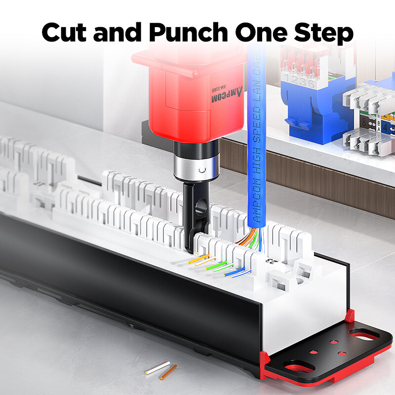 Punch Down Tool, ampcom 110 Keystone Type Aansluiting Impact Tool Terminal Inbrengen Gereedschap Met Met Blade Opslag Voor Ethernet Kabel