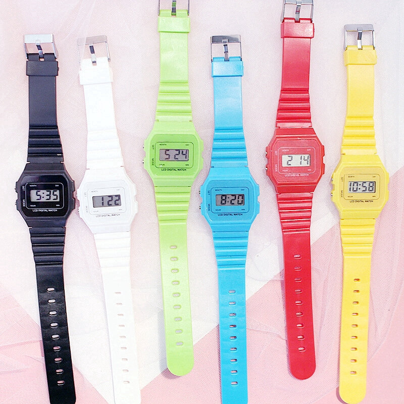 Детские цифровые спортивные светодиодные часы Kegllect, модные студенческие Аналоговые женские часы