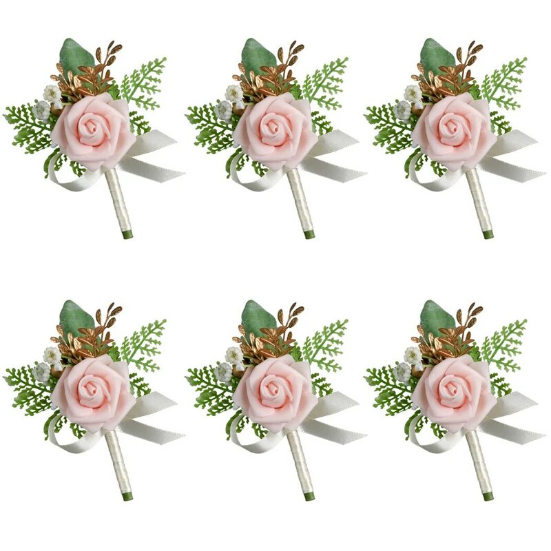 Rosa de PE simulada para novio, flor de pecho de boda coreana, muñeca de dama de honor, cuello de flor de boda