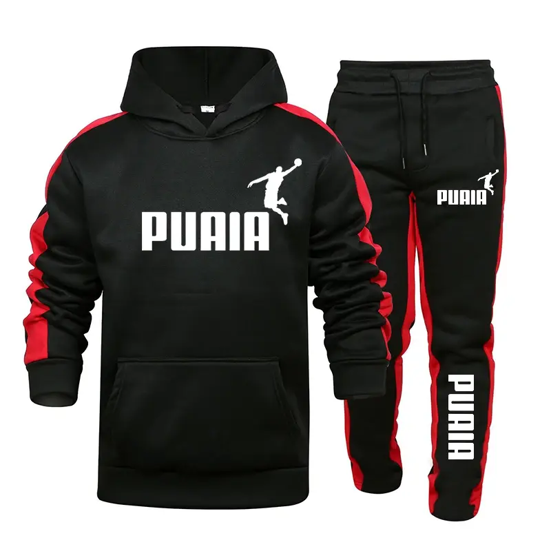 2024 Men's printed two-piece tracksuit with hooded long-sleeved pullover hoodie + elasticated trousers casual wear