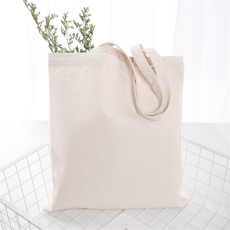 Wielokrotnego użytku torba na zakupy płócienna torba na zakupy ekologiczna torba na ramię torebka na zakupy bawełniana biała płócienne torby na zakupy składana