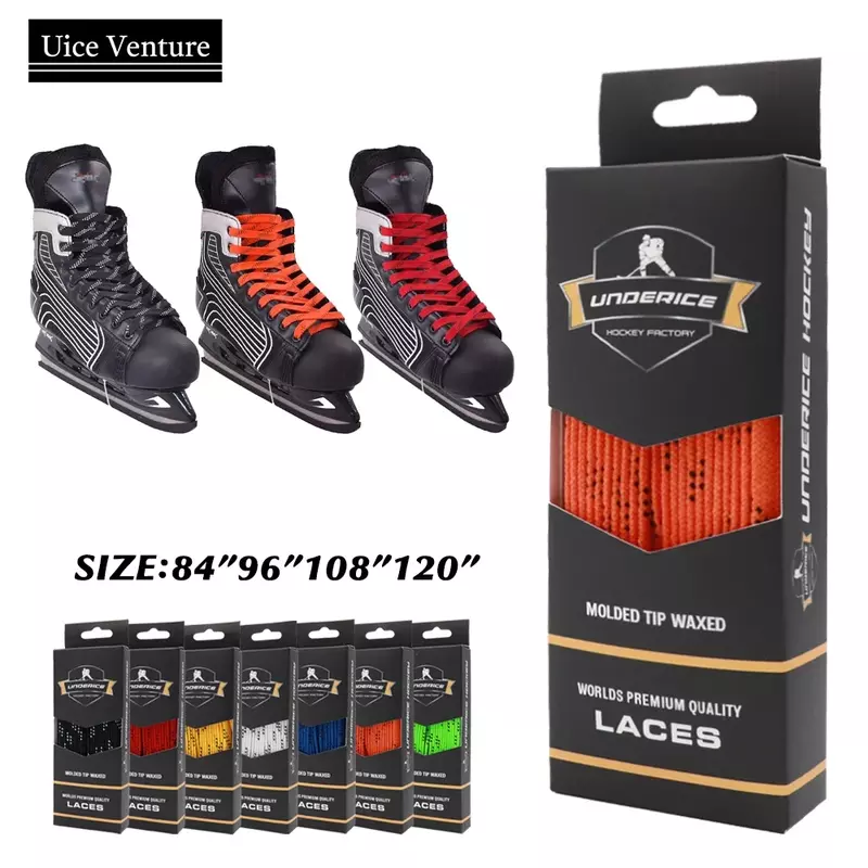 Ice Hockey Shoelaces 84/96/108/120in Box-Packed Ice Hockey Skate Laces  Dual Layer Braid Extra Reinforced Waxed Tip Shoelace