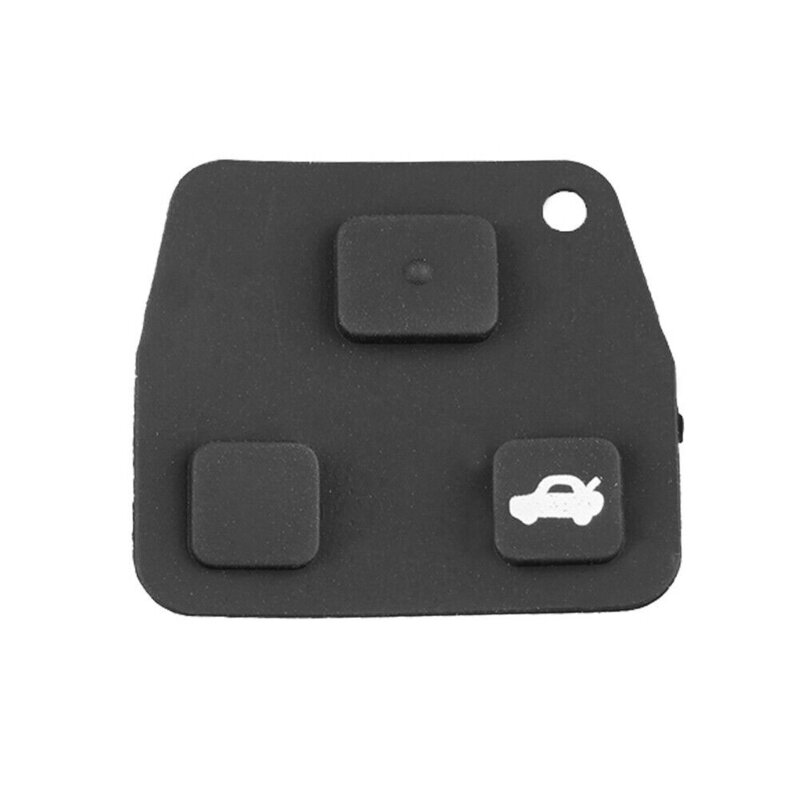Bantalan kunci karet mobil 3 tombol, cocok untuk Toyota karet karet tombol lurus hitam bantalan silikon kulit aksesoris otomatis mudah dipasang