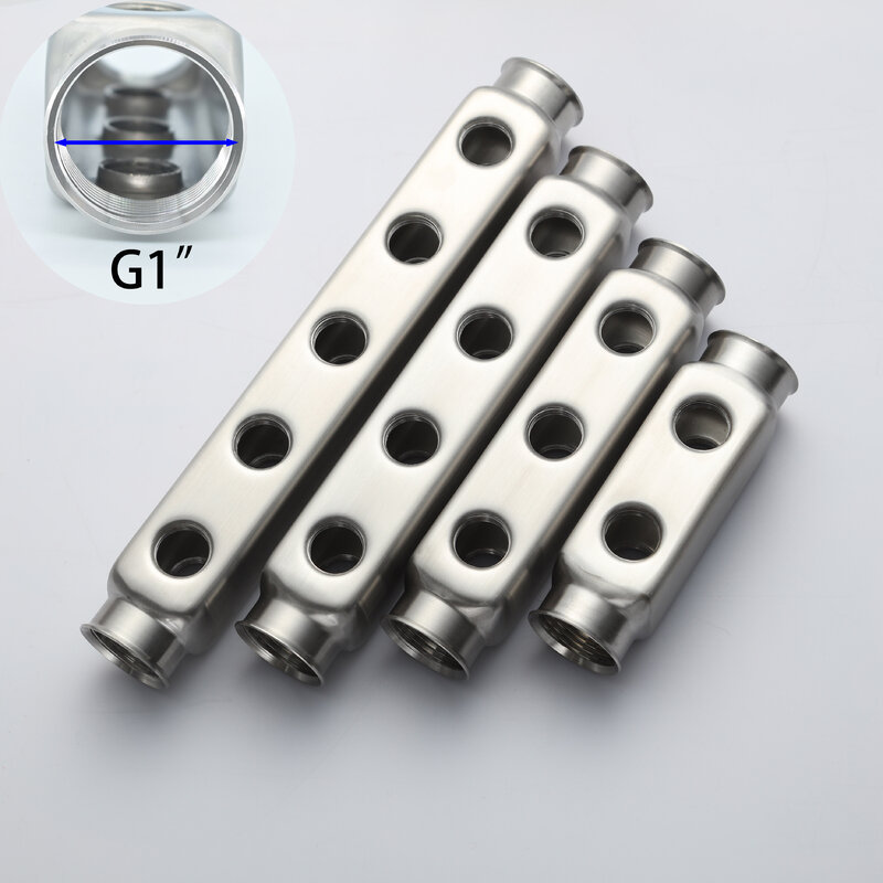 G1 "* 50mm * G1/2"-S304 스테인레스 스틸 매니폴드 파이프 바, 바닥 난방 액세서리, 10-18 웨이