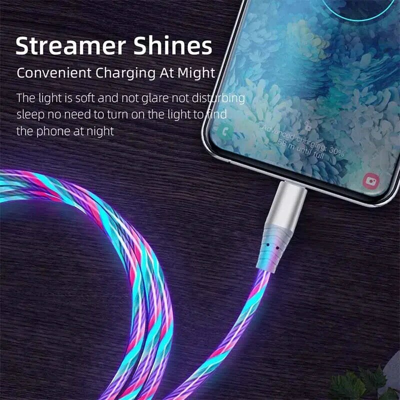 Leuchtende LED Kabel 3A Schnelle Ladekabel Luminous Micro USB Typ C Ladegerät Für Huawei Samsung Xiaomi Daten Transfer Draht schnur