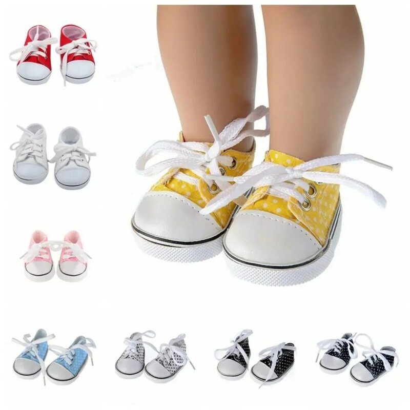 Chaussures en toile de beurre à lacets pour enfants, mini baskets décontractées, accessoires de beurre, mignon, coloré, jouet, 7cm