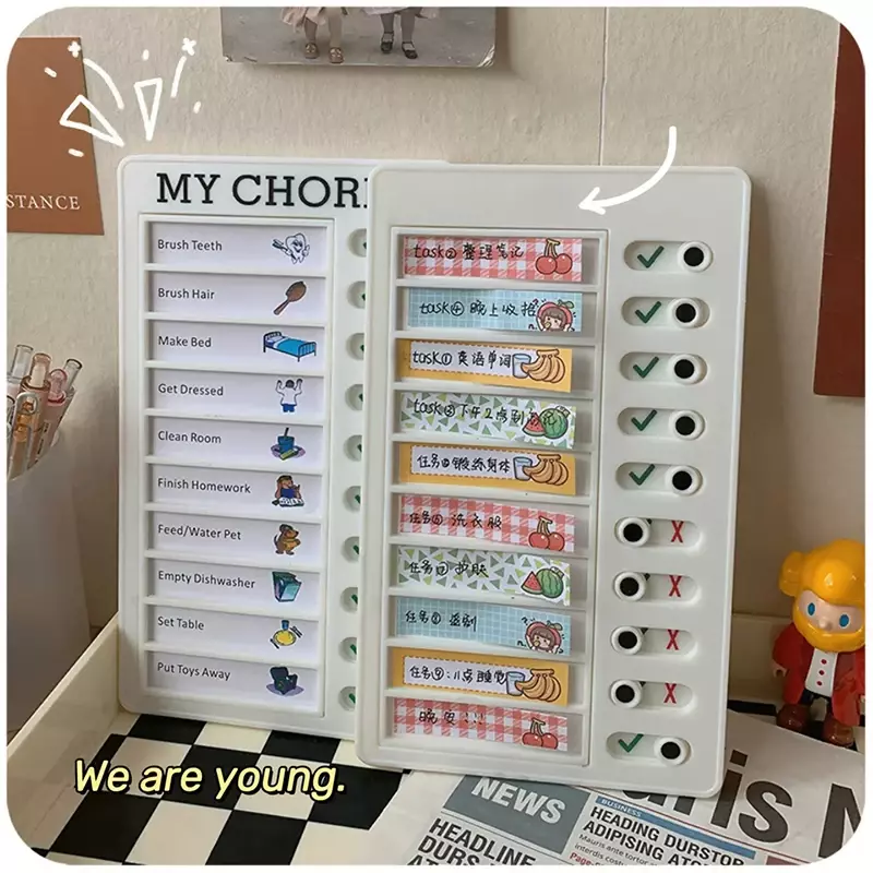 Self Discipline Check List Sticky Notes Daily Weekly Monthly Planner Memo Pad Kawaii Stationery Notepad Office School Supplies