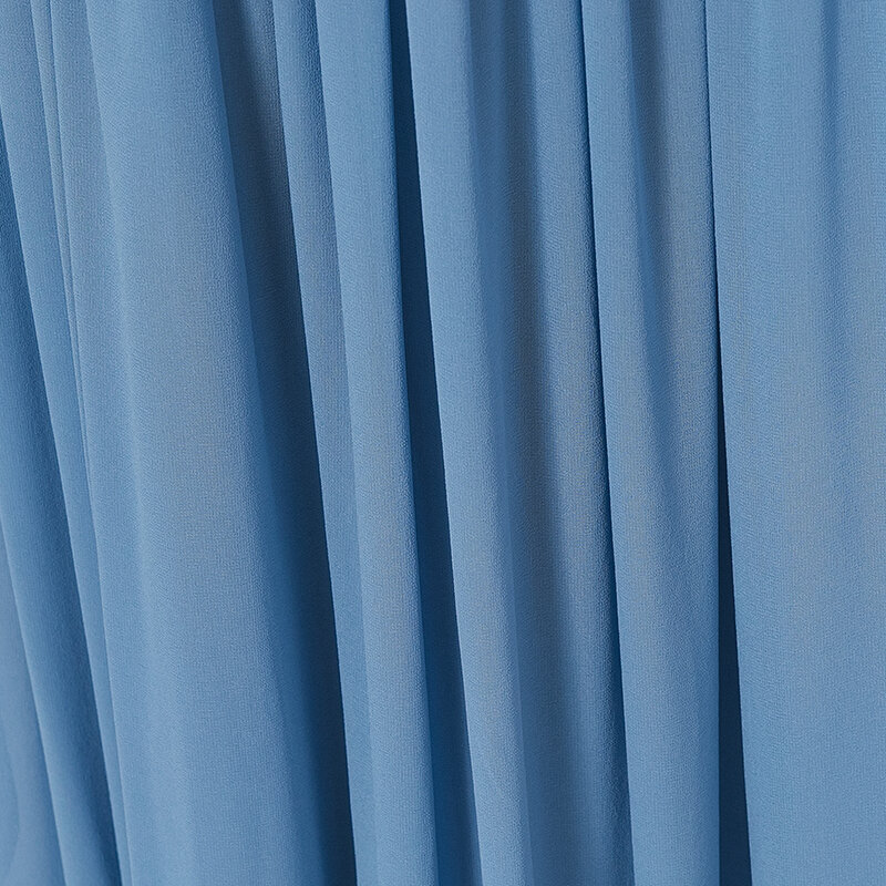 12 m/m De Seda Georgette Azul Elegante Saia Plissada Invisible Side Pull Simples Verão Escritório Senhora Moda Saias Das Mulheres CE119
