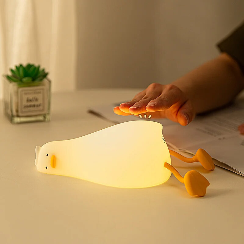 Cute Duck Led Night Light USB Rechargeable Silicone Dog Nightlights Touch Switch Children Toys Bedroom Decoration Birthday lamp