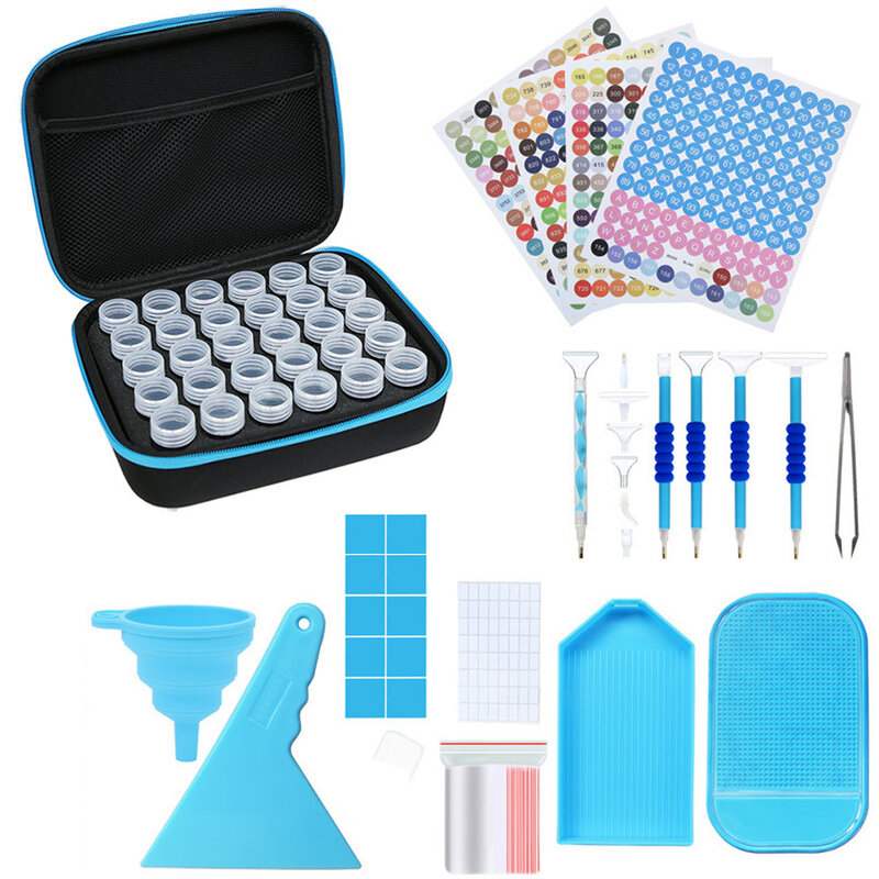 Kit scatola di immagazzinaggio da 30 pezzi accessori per pittura diamante DMC etichetta a colori strumenti di carta contenitori di stoccaggio custodia scatola di mosaico