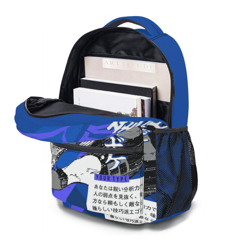 Nuovo zaino leggero con stampa di borsa da scuola con motivo a serratura blu alla moda