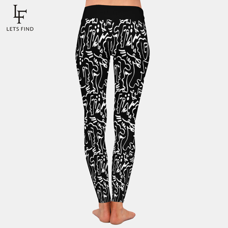 LETSFIND-mallas elásticas suaves de cintura alta para mujer, pantalones con estampado geométrico abstracto 3D de alta calidad, a la moda