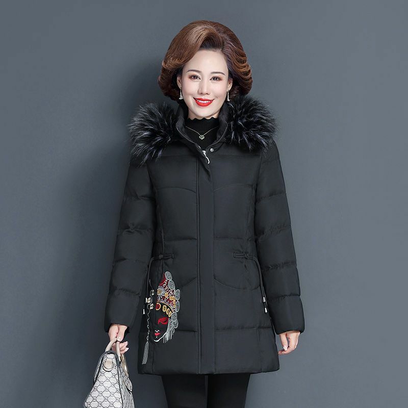 Jaqueta bordada para mulheres, parkas soltas de algodão, casaco acolchoado, casaco grosso quente, estilo coreano, novo, inverno