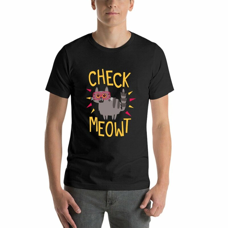 Мужская быстросохнущая футболка с надписью «Check Meowt»