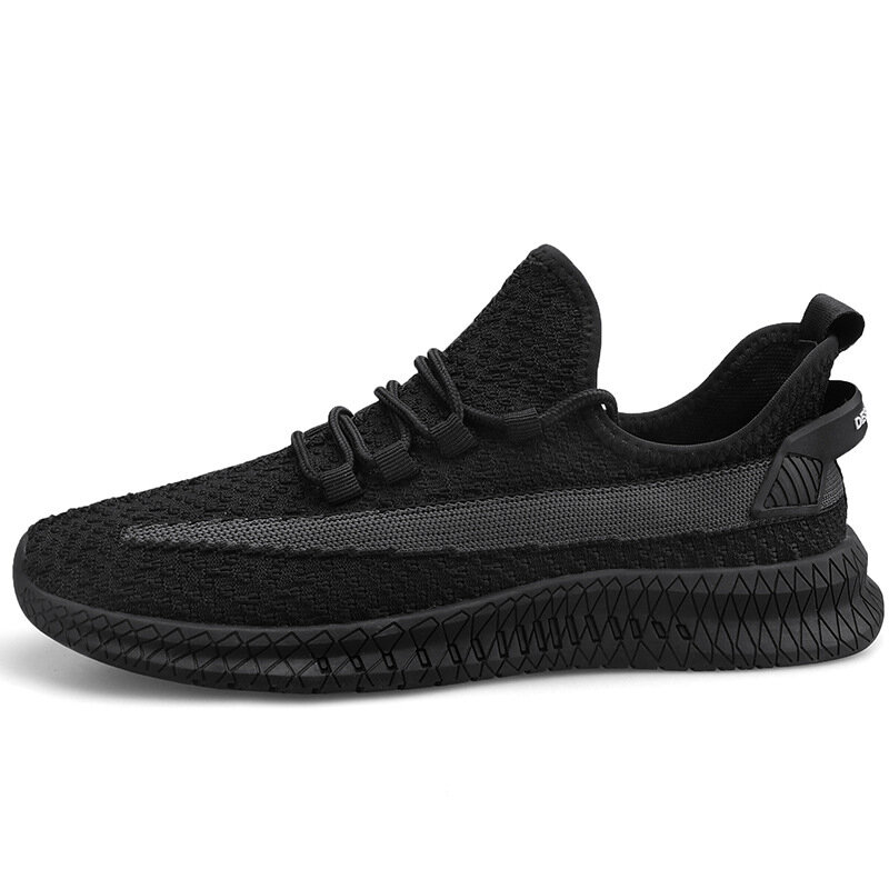 Sapatos masculinos primavera super leve voando tecido homem sapatos esportivos treinamento tênis masculino recorte preto respirável calçado de caminhada