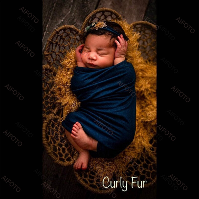 45X50CM Properti Fotografi Baru Lahir Karpet Bulu Panjang Fluffly Latar Belakang Selimut Bulu Palsu Abu-abu untuk Aksesori Properti Pemotretan Bayi
