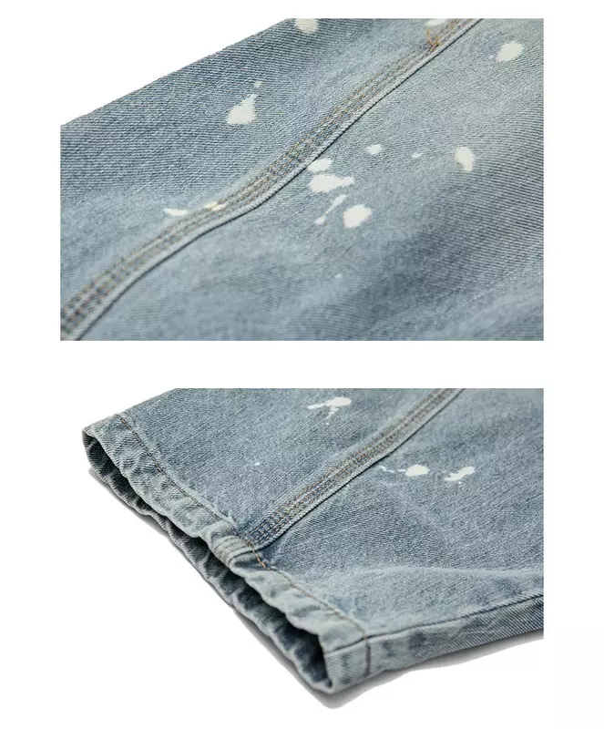Weites Bein lackiert Bund Jeans Männer Japan Streetwear Mode lose lässig Vintage Denim Baggy Jeans Hosen männliche Hose