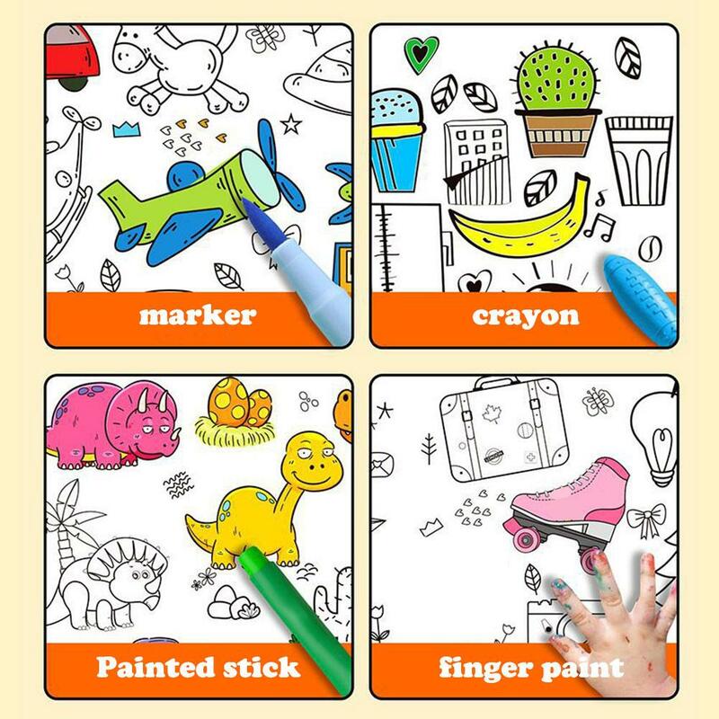 Rolo de desenho infantil, DIY Graffiti Scroll, Papel de enchimento colorido, Papel de colorir, Brinquedos educativos infantis