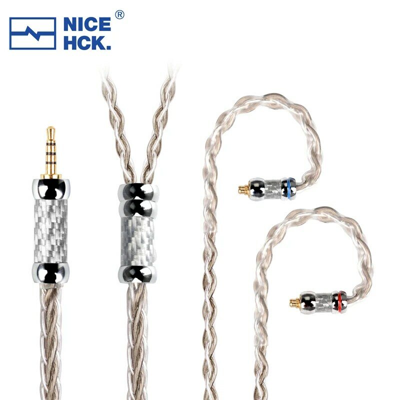 NiceHCK SilverCat-Cable de audio HIFI Chapado en plata, 8 núcleos, 3,5/2,5/4,4mm, MMCX/0,78mm, 2 pines para KATO Yume2 MK4 F1 IEM