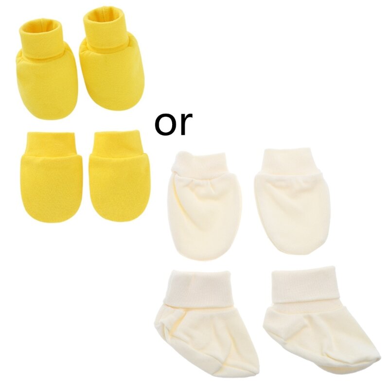 Krasvrije wanten-sokkenset Anti-krabhandschoenen voor babycadeaus 0-12 maanden