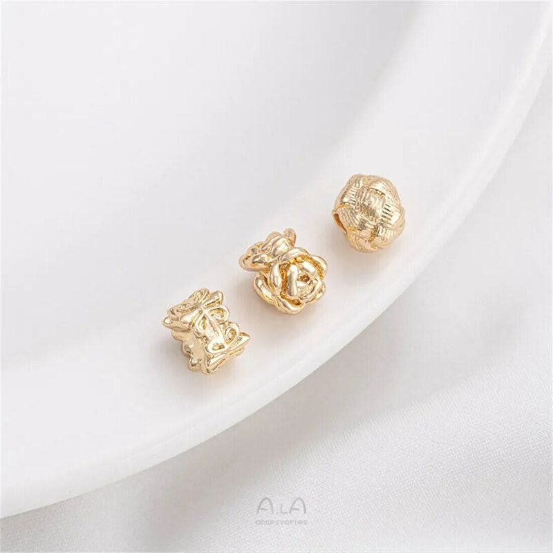 Boule de fil enveloppée d'or 14 carats, anneau de rose, perles séparées, bracelet de bricolage perlé fait à la main, collier, matériaux d'accessoires, Cino 6