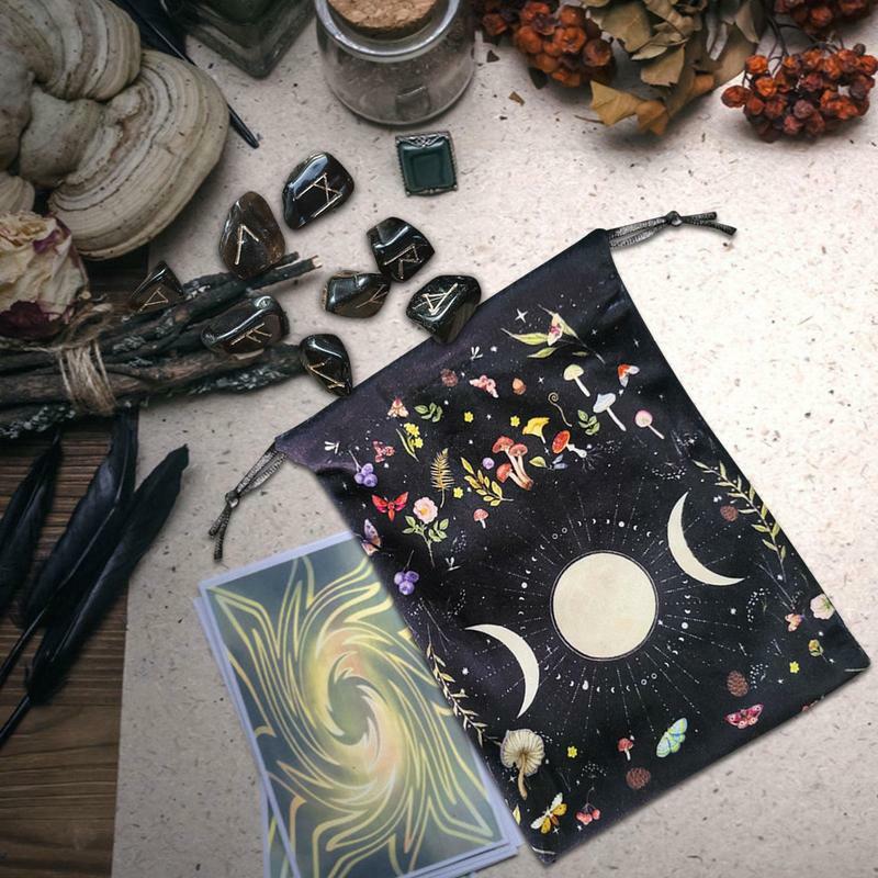 Velvet Moon Sun Tarot Storage Bag Mini Drawstring Bag Jewelry Dices Board Game Bag Gift Pouches Packaging Witchcraft Supplies