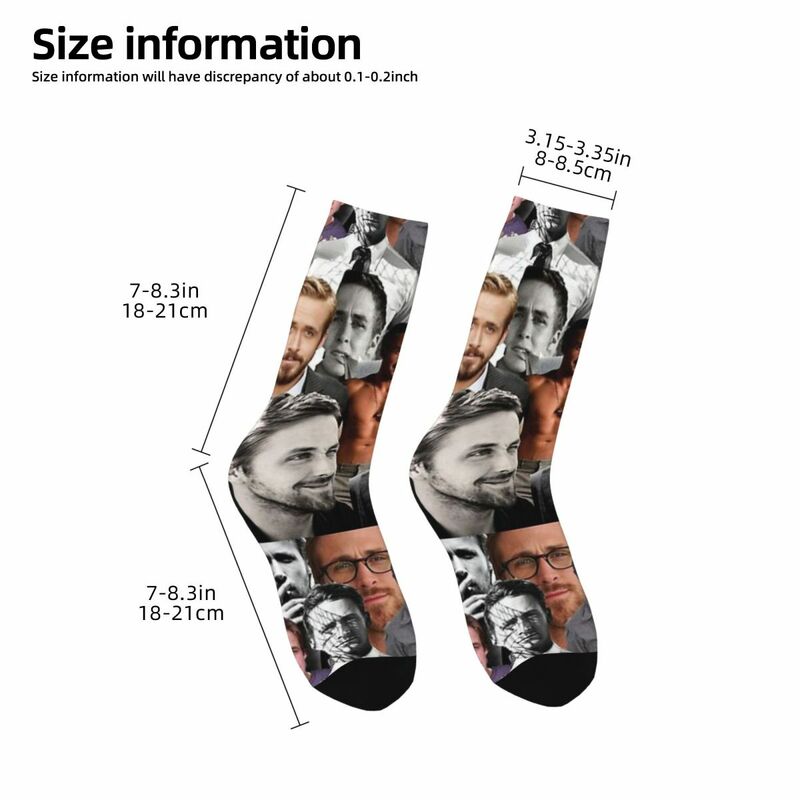 Ryan Gosling Collage Socks Harajuku Super Soft Stockings All Season Long Socks Accessories for Man's Woman's Christmas Gifts