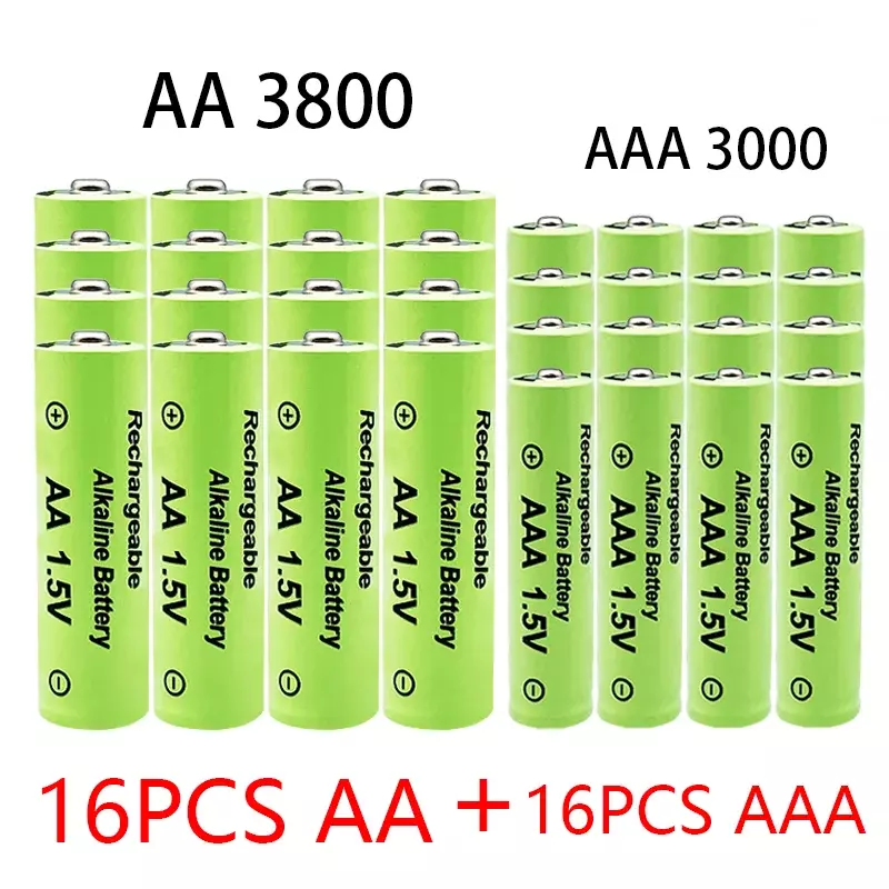 بطارية قلوية AA و AAA ni-mh قابلة لإعادة الشحن ، 2100-3000 مللي أمبير في الساعة ، مناسبة للشعلة ، الألعاب ، الساعة ، مشغل MP3 ، استبدال ، 1.5 فولت ، AAA