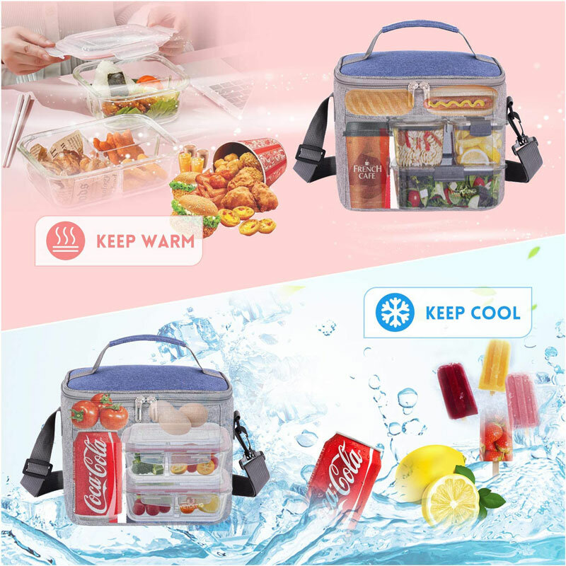 8L Insulated Lunch Bag Cooler Bag Thermal Bag Portable Lunch Box Ice Pack Tote Food Picnic Bags Lunch Bags for Work Storage Bag
