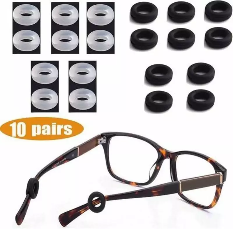 20 Buah Kacamata Anti Selip Silikon Transparan Kait Telinga Bulat Penahan Kacamata Elastis Kait Telinga Aksesori Kacamata