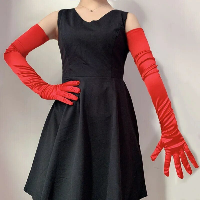 Sarung tangan Satin wanita, baru 70CM memperpanjang kinerja pakaian aksesoris sarung tangan pesta malam pernikahan etiket sarung tangan panjang