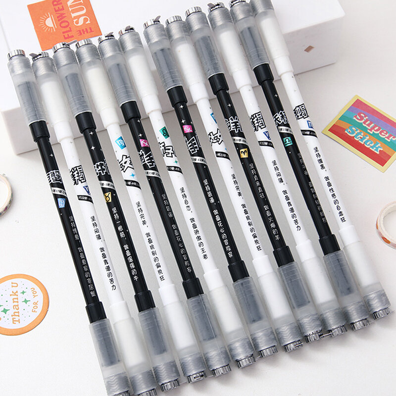Cute 12 Constellations Rotating Led Flash Gel Pen Gaming Spinning Pen Creative Lighting Student Learning Stationery Test Signatu