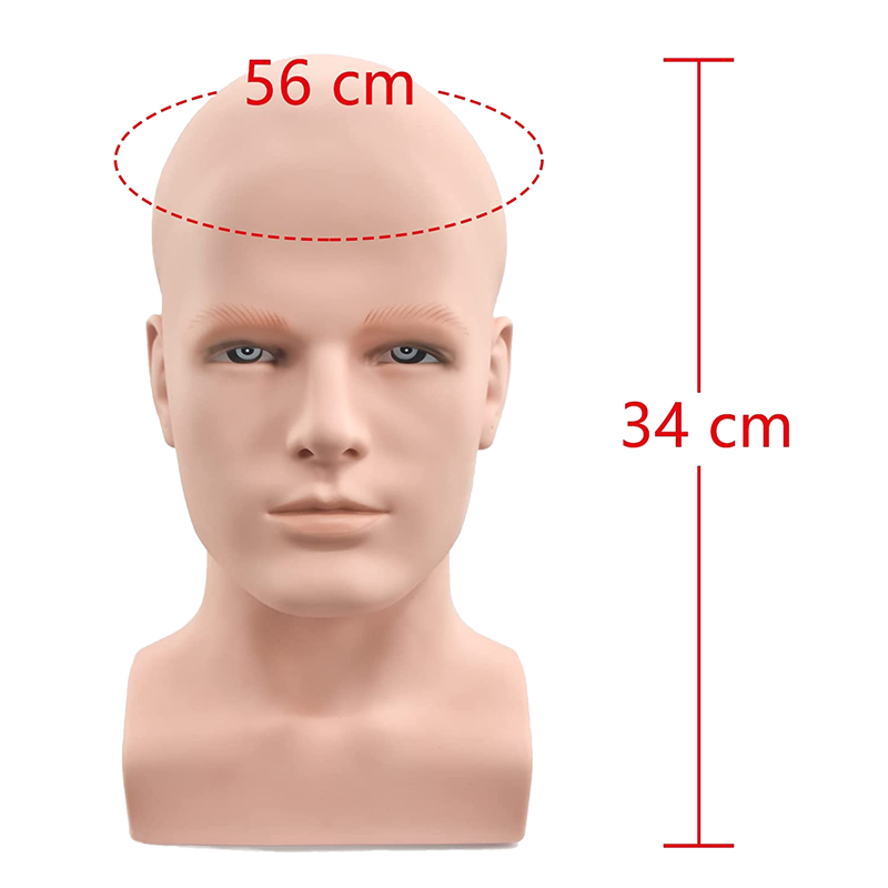 Male Mannequin Head Professional Manikin Head for Display Wigs Hats Headphone Display Stand (Skin Color)