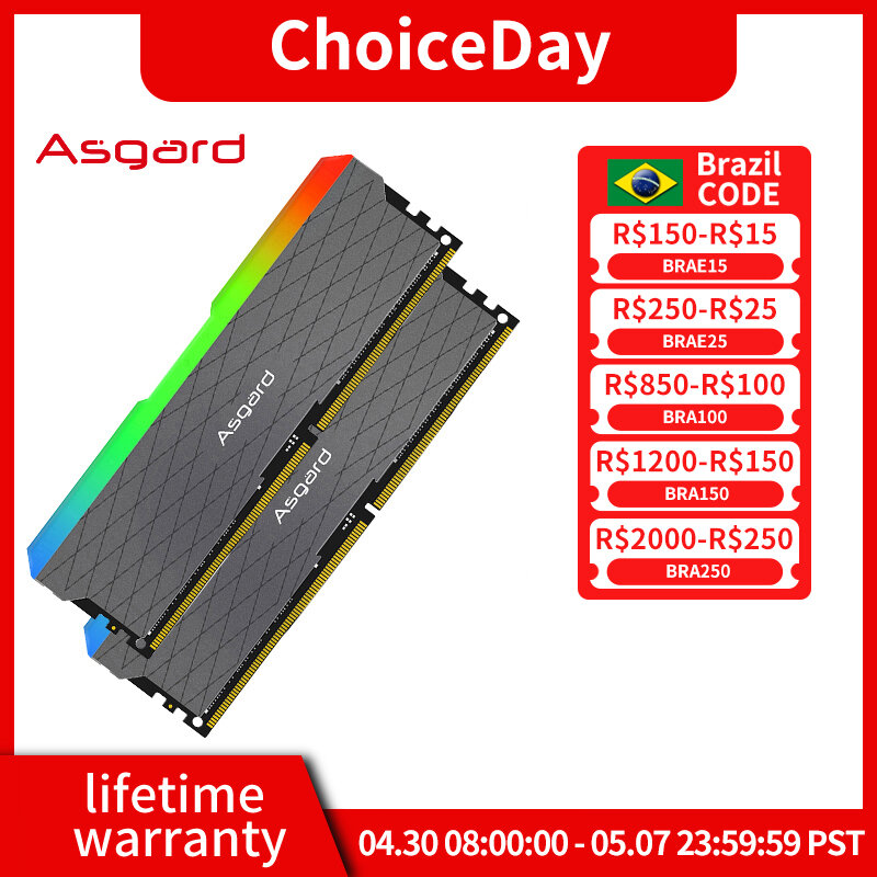 Asgard W2 DDR4 RGB RAM 8 gx2 16G 32G 3200MHz oszałamiające oświetlenie podwójny kanał DIMM Memoria Ram 1.35V DDR4 RGB RAM do pulpitu