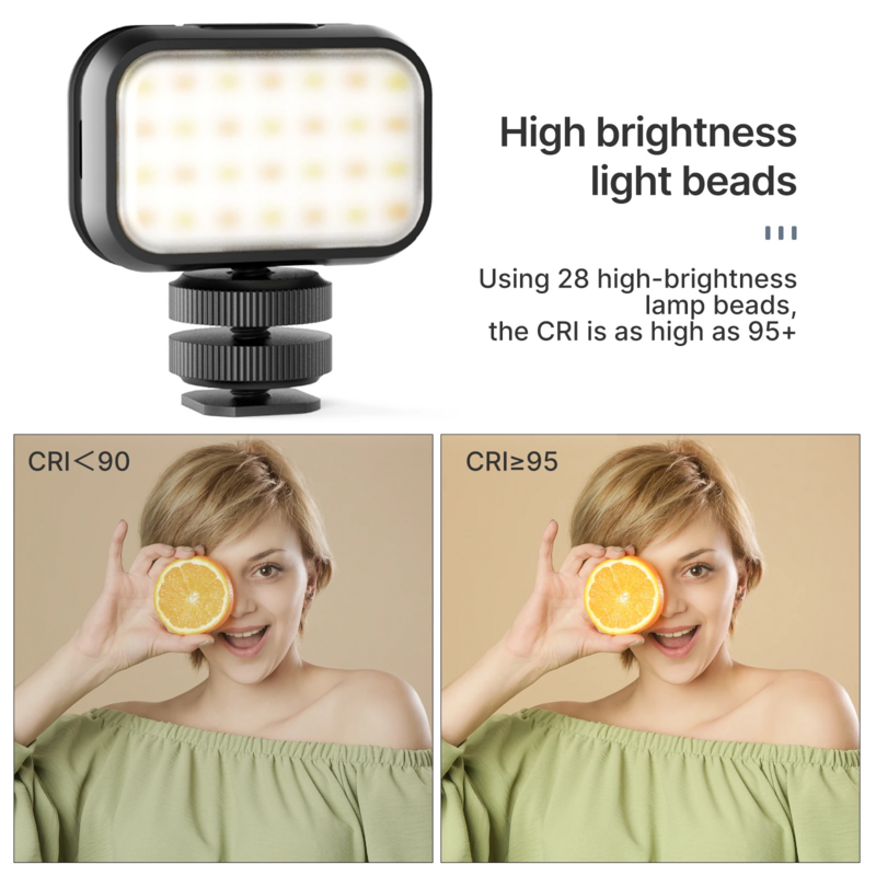 Ulanzi VL28 5500K Mini lampka wideo LED z możliwością ponownego ładowania światła GoPro na lampie kamery dla Gopro 10 9 8 iPhone 13 12 Pro Max 11 X Xs