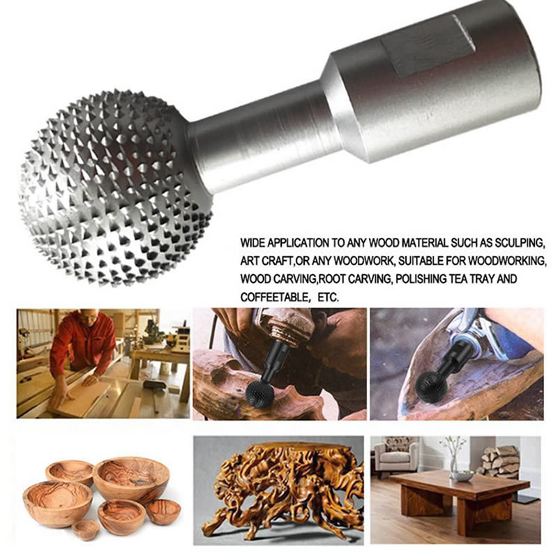Husillo esférico Gouge de bola de 10mm/14mm para carpintería, cabezal de molienda de potencia de acero al carbono, madera de 40mm de diámetro, artesanía profesional