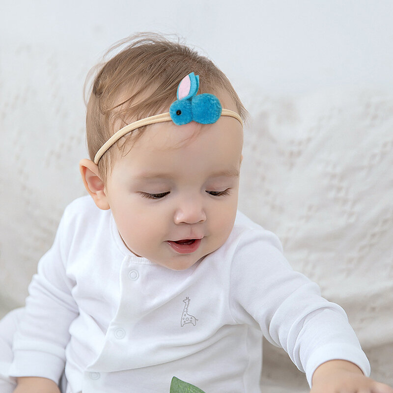 Accesorios para bebé recién nacido, diademas para niño y niña, cuerda de nailon para el pelo, lindo conejo estéreo exquisito, tocado de Pascua