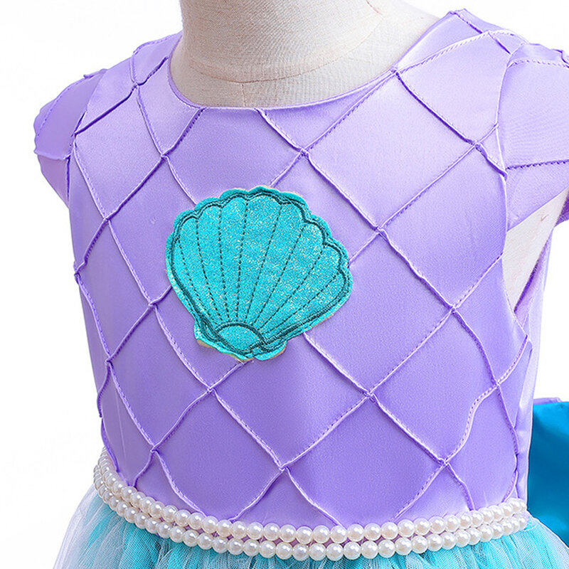 Mała sukienka syrenka dziewczynka księżniczka Ariel kostium ubrania typu Cosplay Halloween karnawał LED kula świetlna suknia imprezowa przedsionek