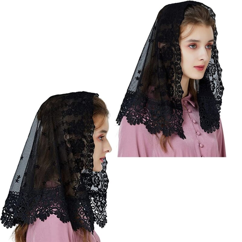 Leichte Schals für Damen mit Blumenmuster, großes Spitzen-Kopftuch, sonnenfest für den Sommer