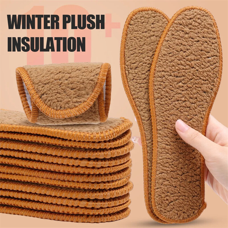 Self-heated Insoles Feet Massage Thermal Thicken Wool Insole Memory Foam Shoe Pads Winter Warm Sports Shoes Pad Accessories 2023