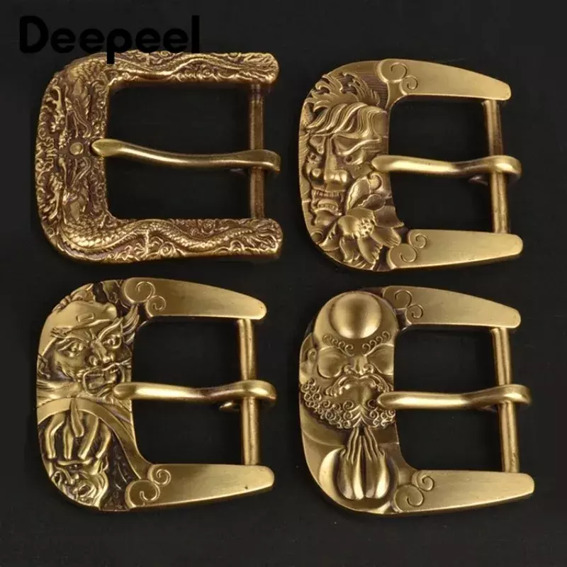 Deepeel-Fivelas de cobre puro, fivela de cabeça sólida para homens, couro artesanal, acessórios jeans de metal, 38-39mm, 40mm
