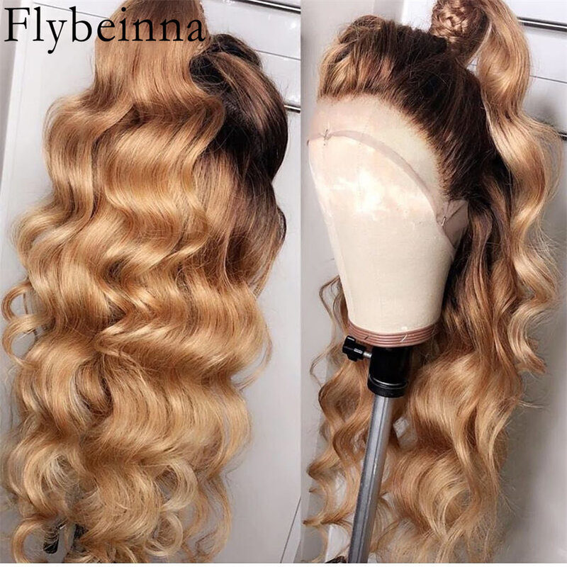 Body Wave 4/27 Colored  40Inch 13x6 Lace Frontal Wigs Human Hair Ombre Honey Color 13x4 Transpart FrontWig Brazilian Hair Wigs