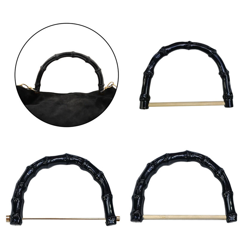 Tas jinjing hitam tas anyaman Aksesori tas anyaman pegangan tas bambu imitasi kotak tali pegangan tas plastik pegangan dengan gesper D DIY